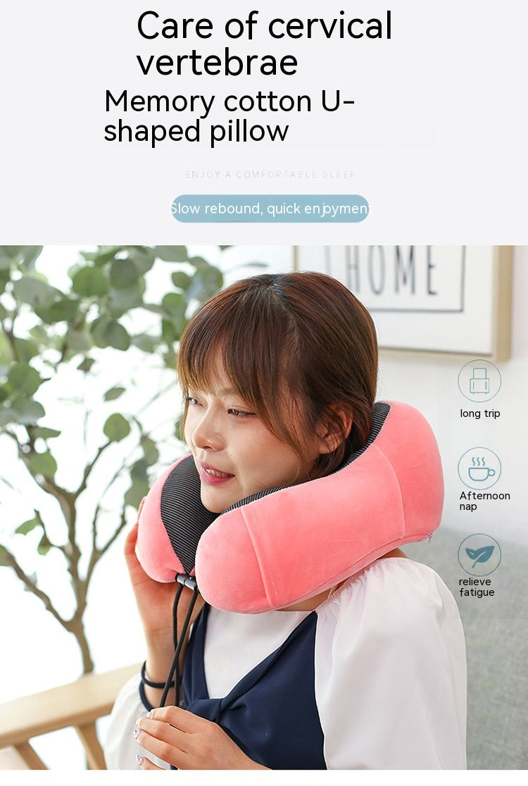 U-Shaped Memory Foam Travel Neck Pillow with Magnetic Cloth