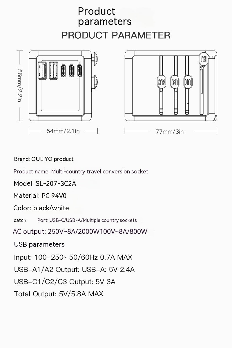 Universal Travel Plug Dual C