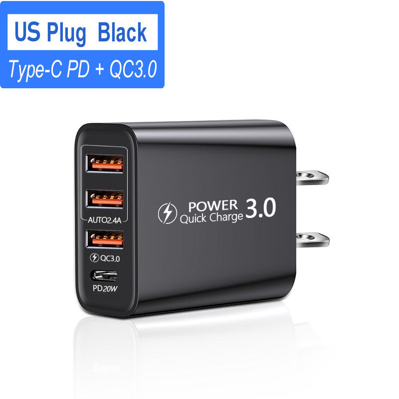 Travel Charger American and European Standard 3USB Type-C Adapter