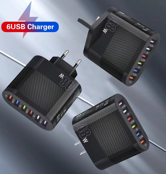 Mobile Phone Charger 6 Interface Travel Charging Plug