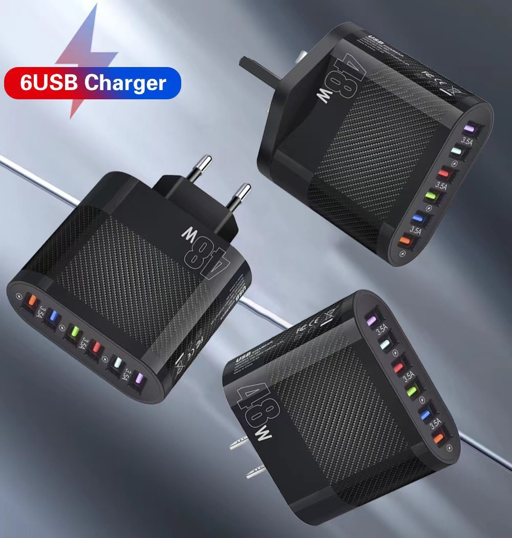 Mobile Phone Charger 6 Interface Travel Charging Plug