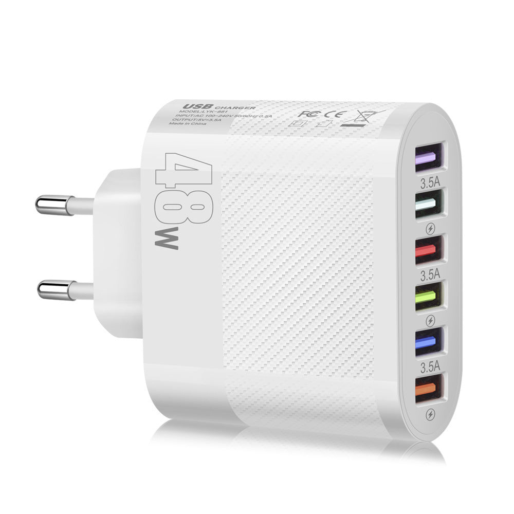 Mobile Phone Charger 6 Interface Travel Charging Plug